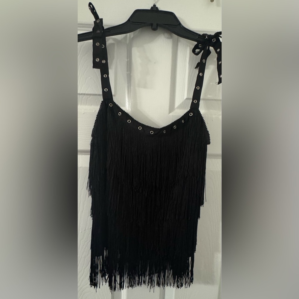 Moschino Black Fringe Tank Top